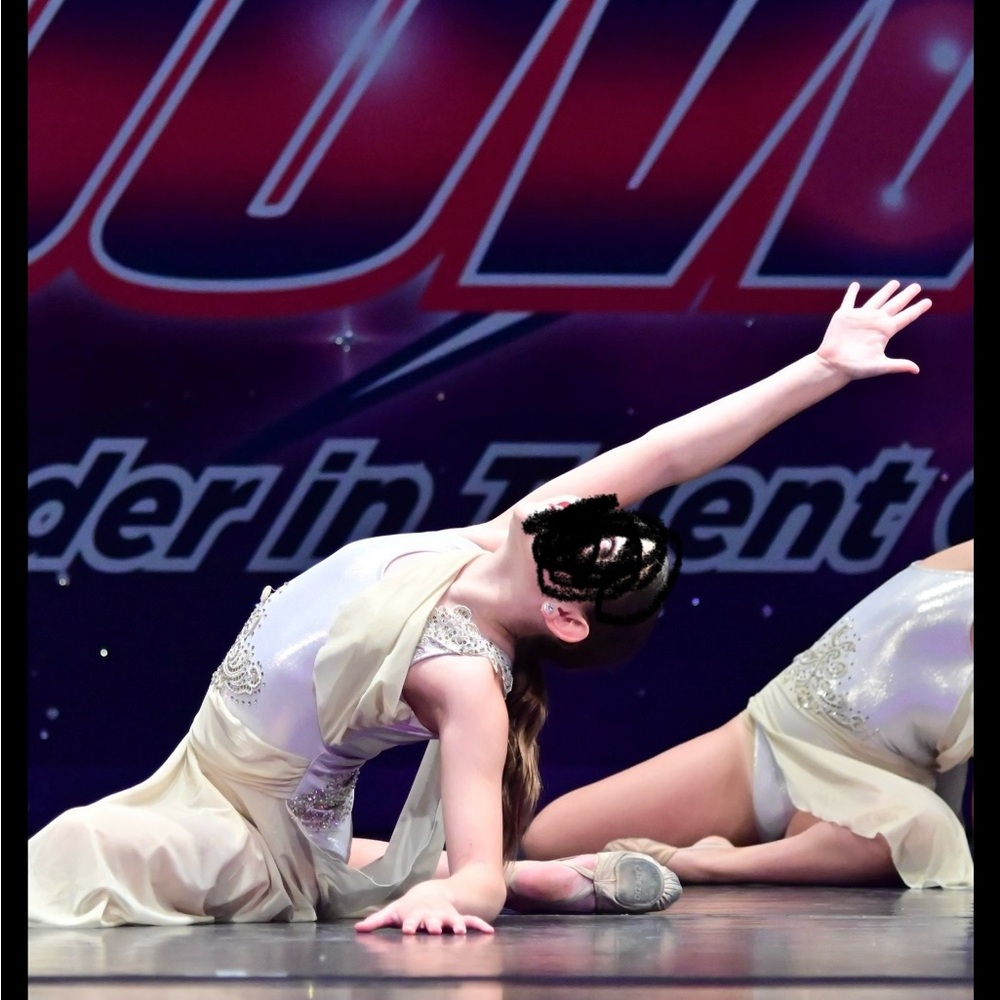 Child Medium Elegant Gold and Off White Dance Costume